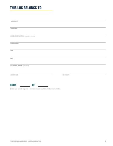 Home daycare log ownership page