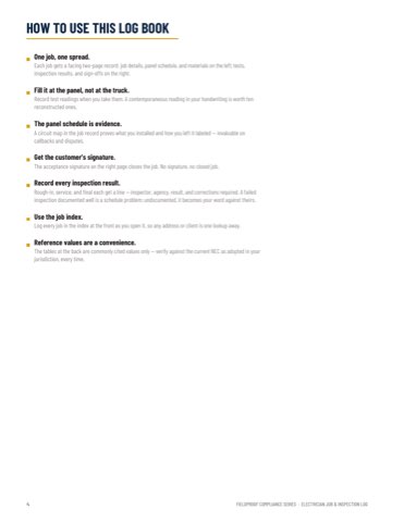 How to Use This Log Book guidance page