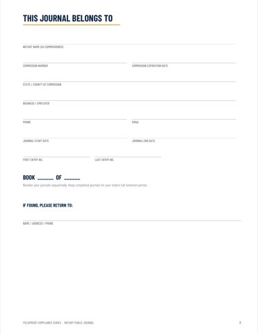 This Journal Belongs To ownership and commission details page